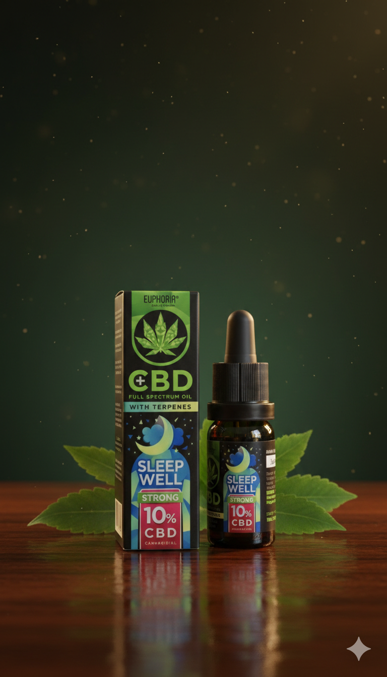 Euphoria CBD "Sleep Well" – Täisspektri CBD õli terpeenidega (10%, 10ml).